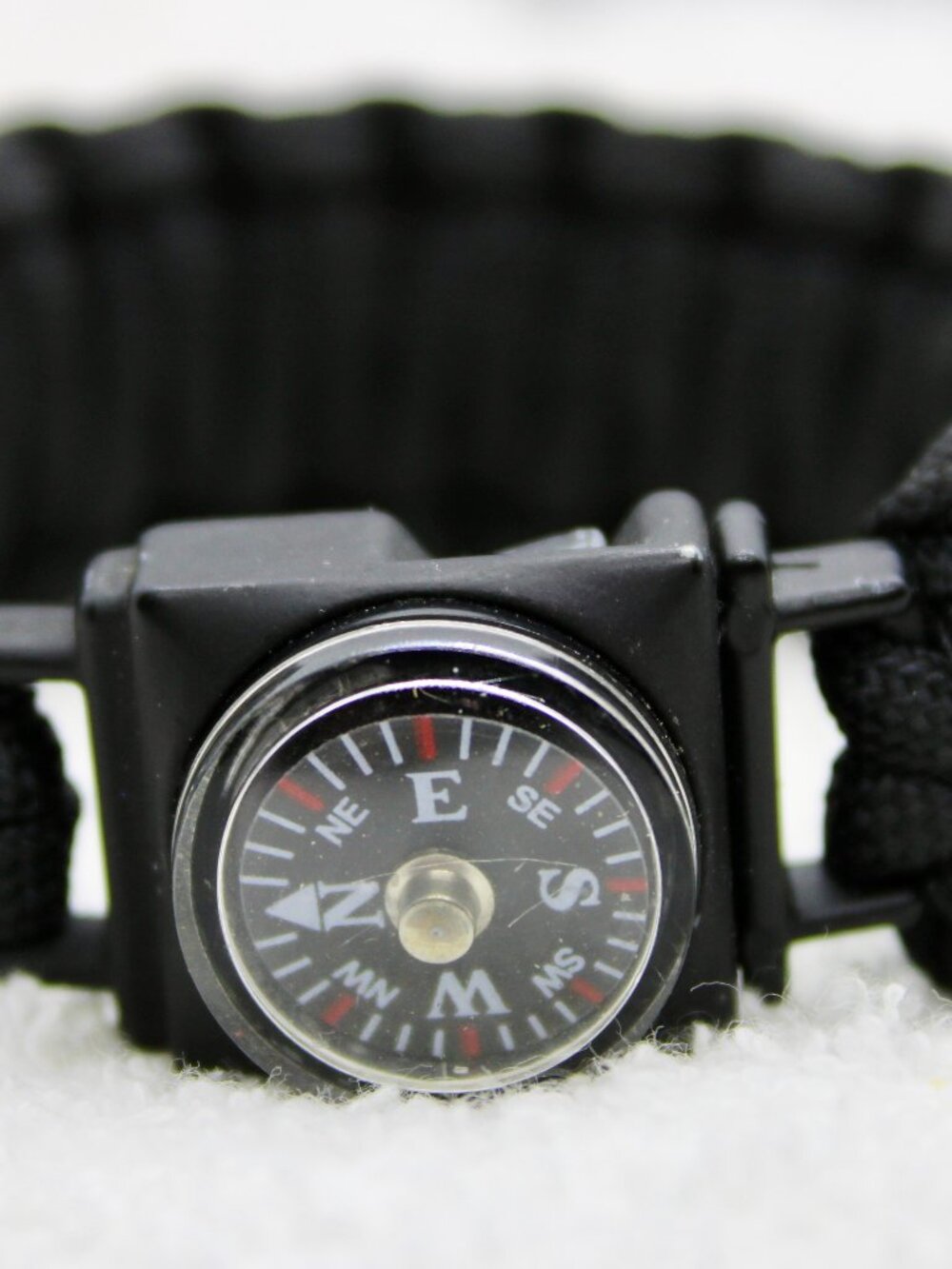 Handmade Black Paracord Bracelet w/ Compass